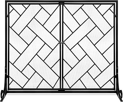 Best Choice Products 44x33in 2-Panel Handcrafted Wrought Iron Decorative Mesh Geometric Fireplace... | Amazon (US)