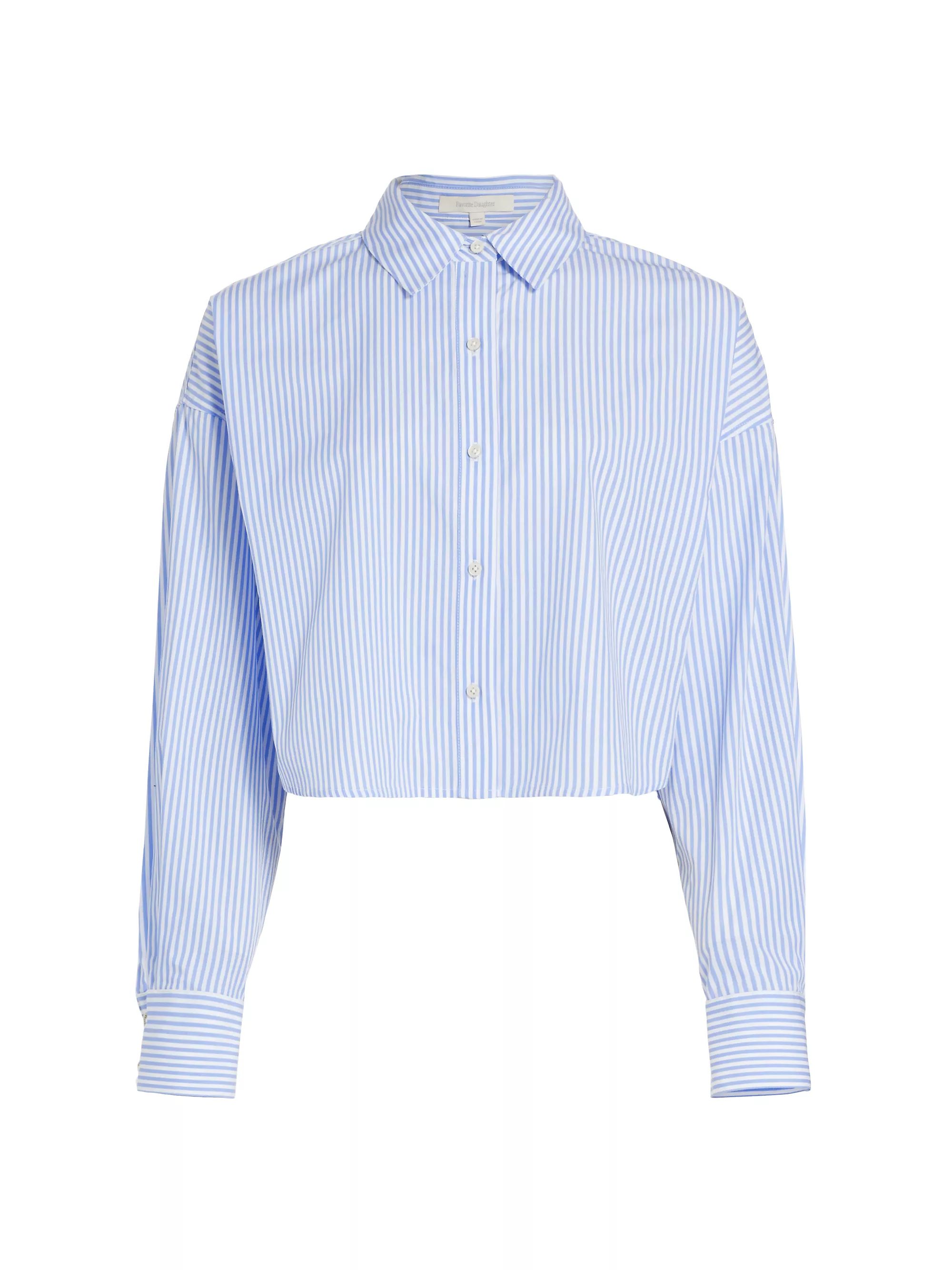 Striped Cotton Crop Long-Sleeve Shirt | Saks Fifth Avenue