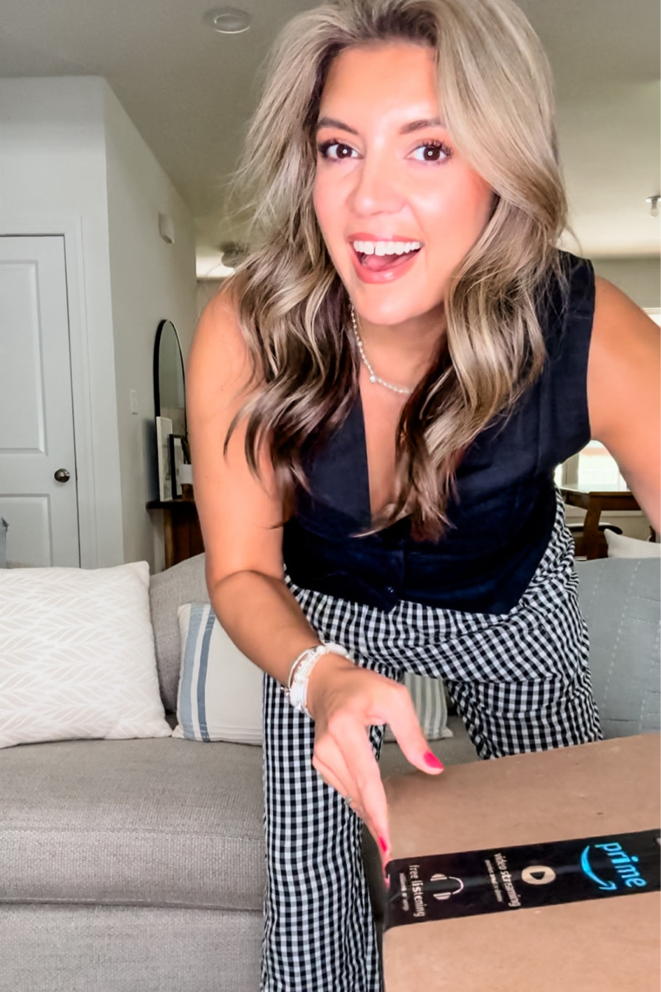 Outfit of the day: gingham pants and a black linen vest. In a large in the pants, small in the vest. 

#LTKFindsUnder100 #LTKFindsUnder50