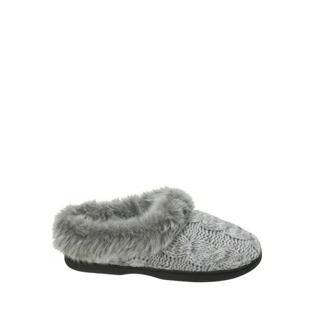 Dearfoams Women's Wide Width Space-Dye Cable Knit Clog Slippers | Walmart (US)