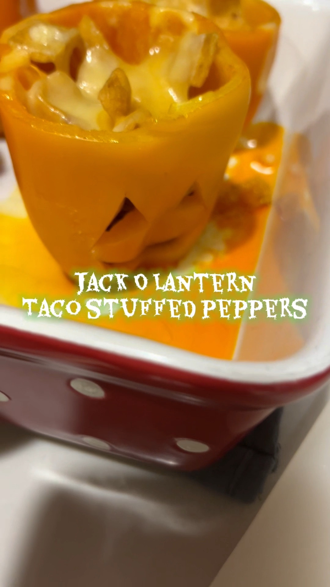These were so fun for the kids!! 

I cut the peppers, coated the outside with olive oil and baked at 350 for 10 minutes then stuffed them… mine and my sons had taco meat, rice, and cheese. My girls had Fritos, taco meat, and cheese (basically tacos in a bag lol)….. then I baked for 10 more minutes! 

Warning - I significantly cut the pepper baking time down for these … for more tender peppers, bake 20 minutes first then 15 after stuffing. My kids are picky eaters who weren’t gonna eat the peppers so I cut the baking time down which kept them more firm like a bowl… I did eat mine but they weren’t as tender as traditional sfuffed peppers! #halloweendinner #jackolanternpepper #halloweenstuffedpeppers #halloweenfood #pumpkinstuffedbellpeppers 

#LTKHalloween #LTKSeasonal #LTKFamily