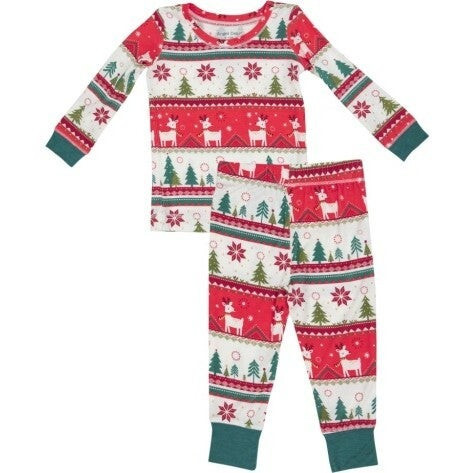 Reindeer Fair Isle L/S Loungewear Set, Red | Maisonette