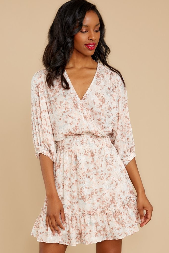 Oh Darling Ivory Floral Print Dress | Red Dress 