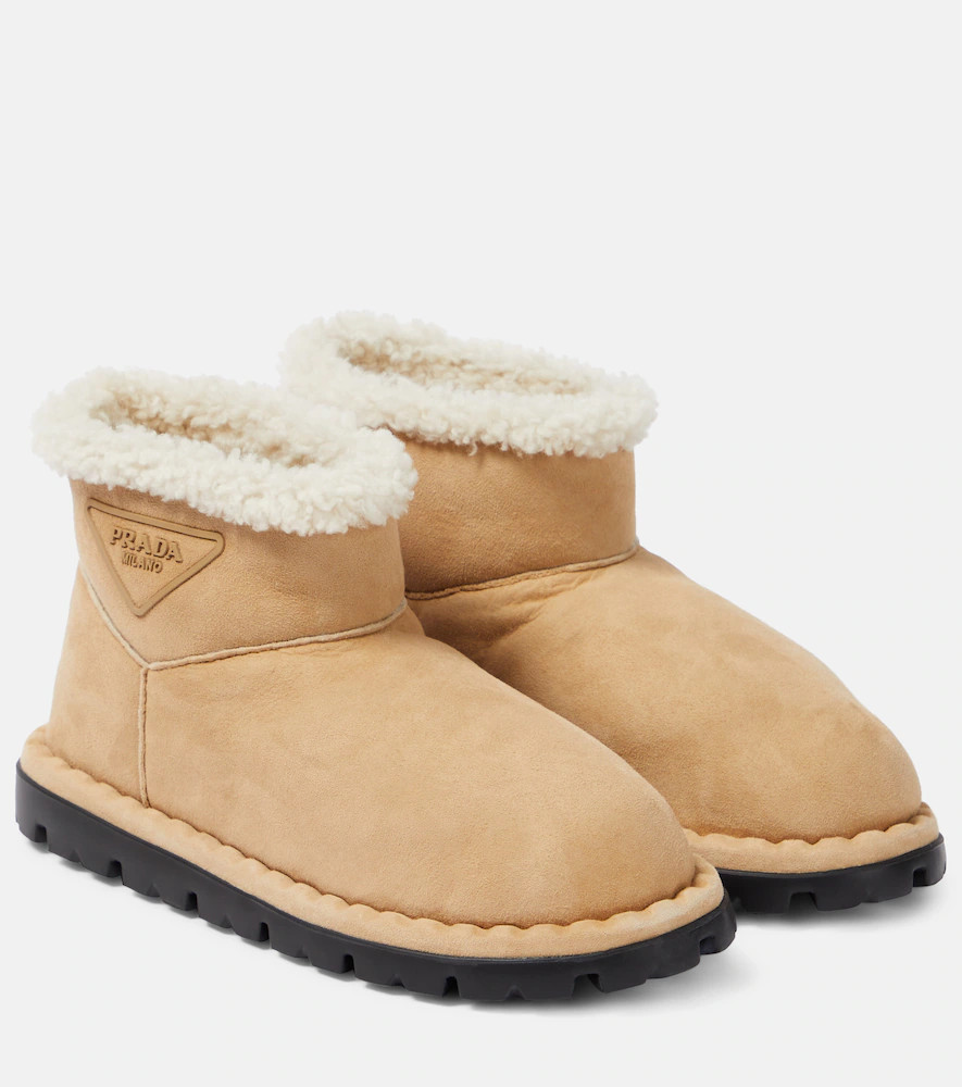 Prada Logo shearling-lined ankle boots | Mytheresa (US/CA)