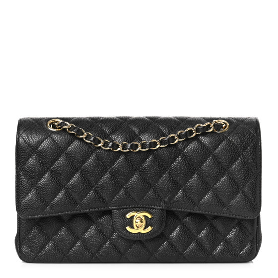 Caviar Quilted Medium Double Flap Black | FASHIONPHILE (US)