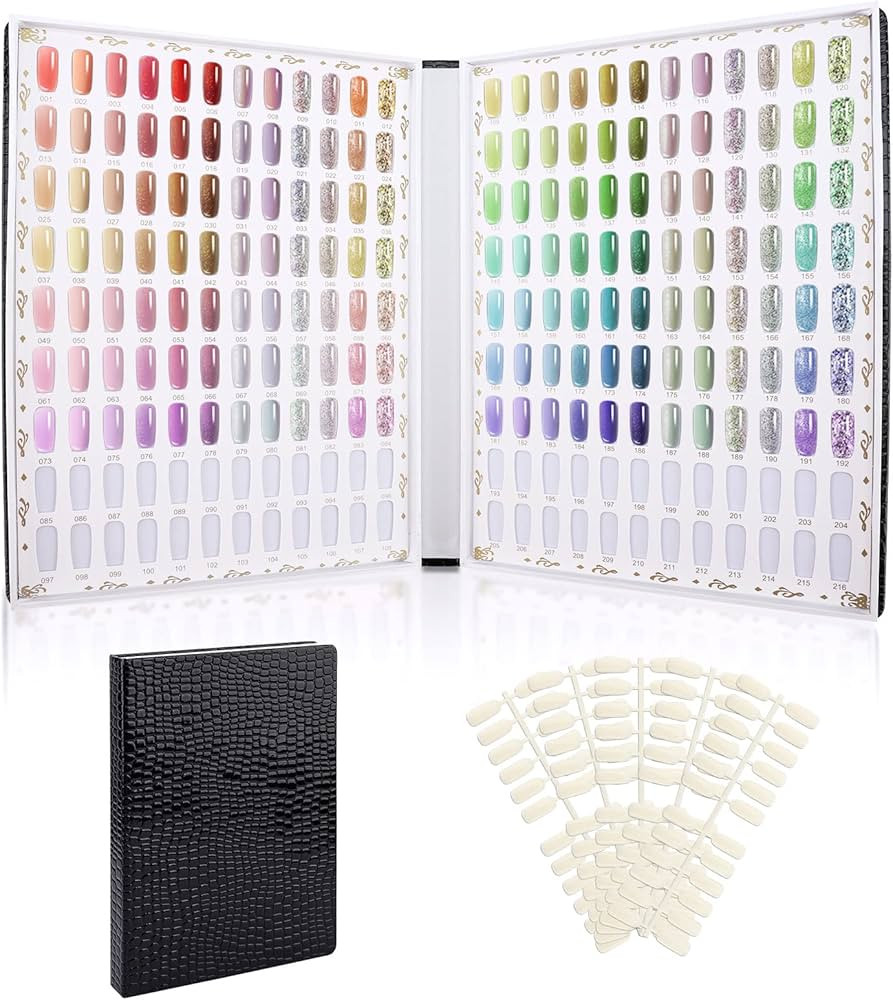 Segbeauty 216 Nail Colors Display Book, Nail Gel Polish Organizer Display Chart with 240 False Na... | Amazon (US)