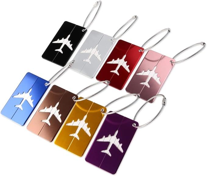 PIXNOR Metal Travel Luggage Tags Suitcase Tags with Strings Pack of 8 | Amazon (US)