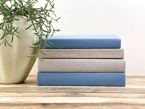 Linen Covered Books Designer Books for Decorating Shelves | Etsy Canada | Etsy (CAD)