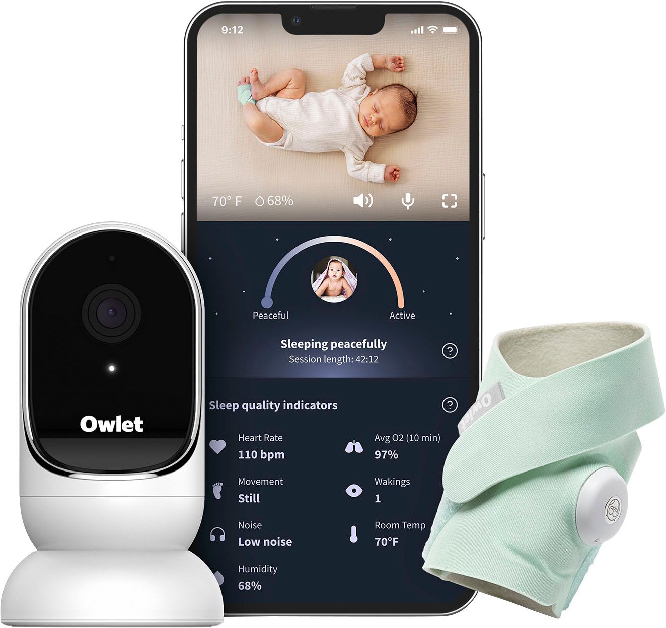 Owlet Dream Duo: Dream Sock Baby Monitor and HD Camera Mint PS03NMMCJ - Best Buy | Best Buy U.S.