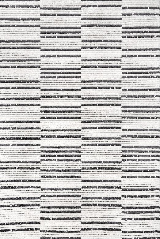 nuLOOM Liz Textured Soft Shaggy Stripes Area Rug, 8' 10" x 12', Beige | Amazon (US)