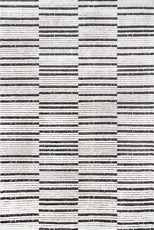 nuLOOM Liz Textured Soft Shaggy Stripes Area Rug, 8' 10" x 12', Beige | Amazon (US)