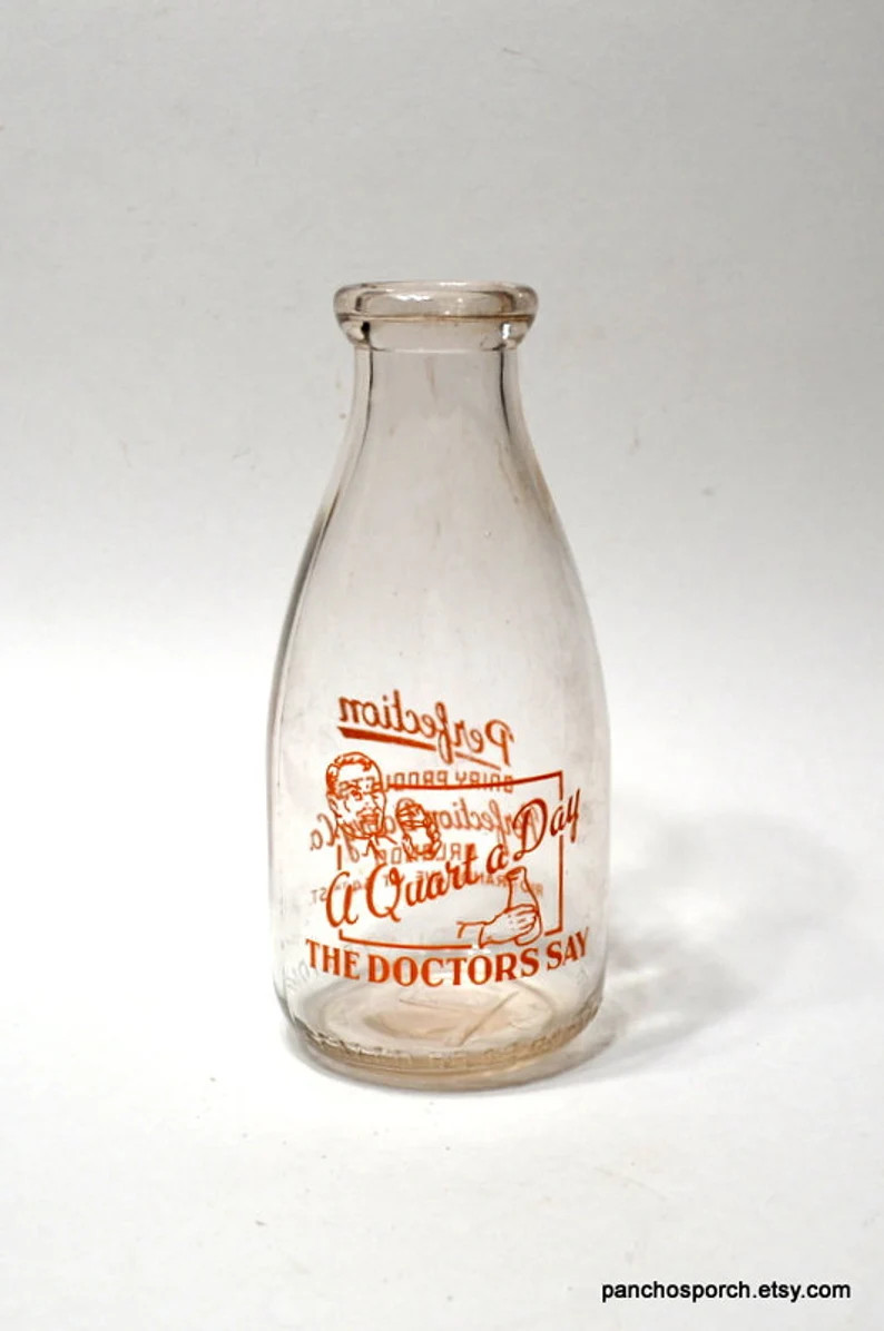 Vintage Perfection Dairy Milk Bottle Orlando Quart Glass Milk Bottle Orange Graphics Advertising ... | Etsy (US)
