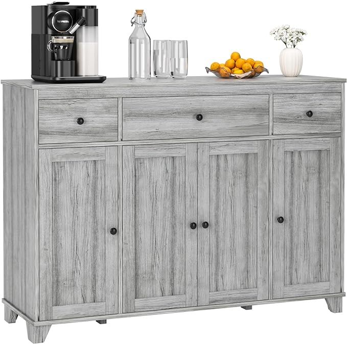 HIFIT Buffet Cabinet Farmhouse Sideboard Storage Cabinet with 3 Drawer & 4 Doors Adjustable Shelv... | Amazon (US)