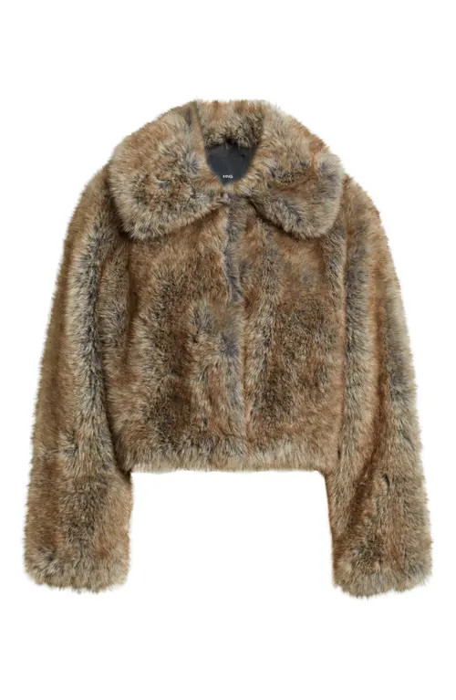 MANGO Bola Faux Fur Jacket in Beige at Nordstrom, Size X-Small | Nordstrom