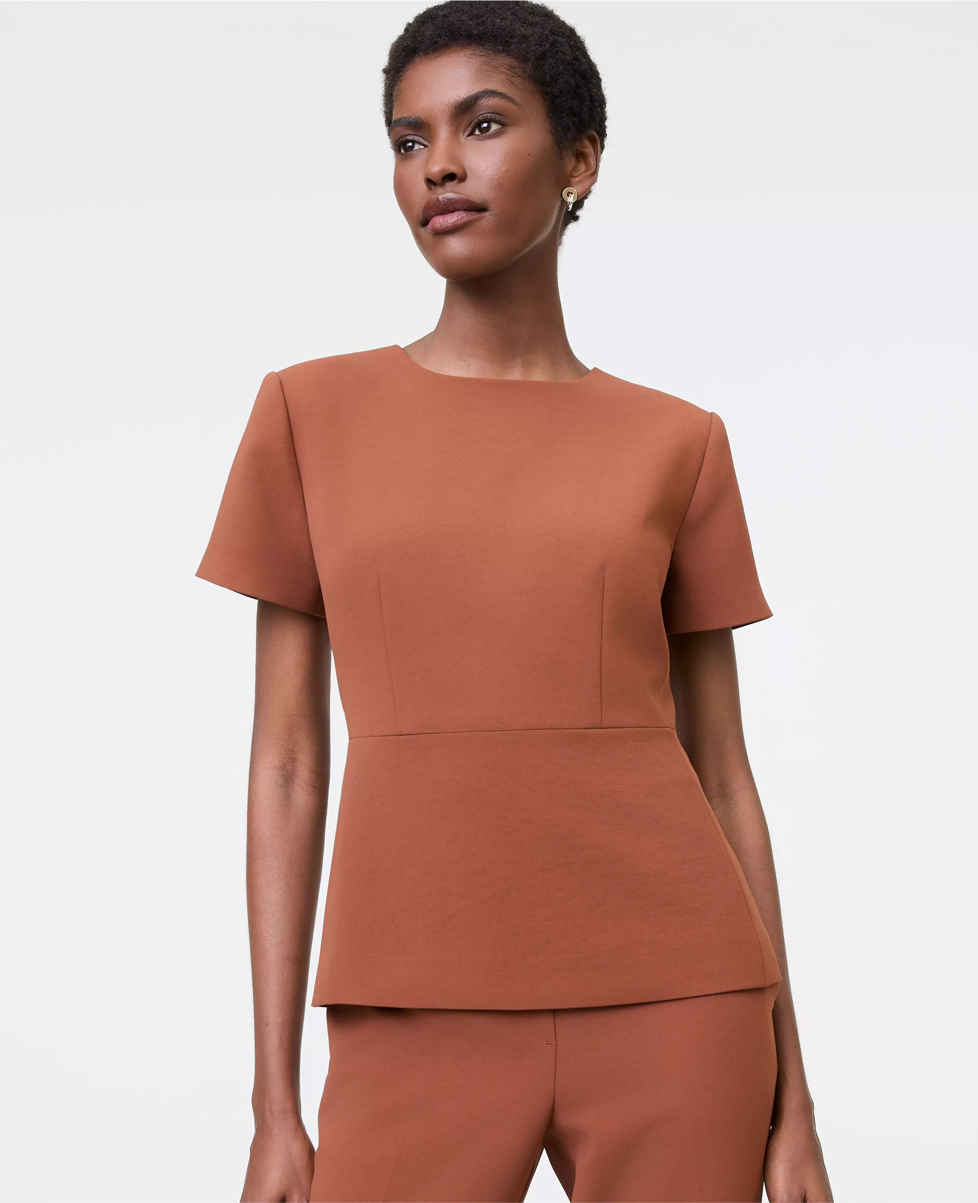 The Crew Neck Peplum Top in Crinkle Crepe | Ann Taylor