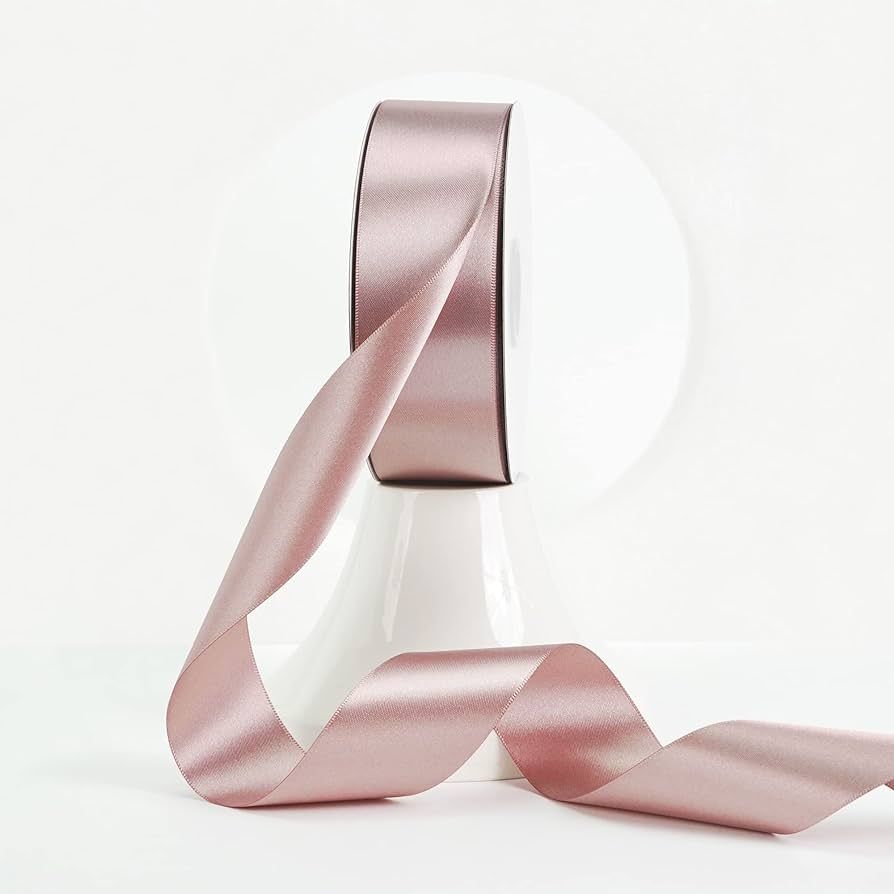 MEEDEE Dusty Rose Satin Ribbon 1-1/2 Inch Dusty Pink Ribbon Lux Satin Double Faced Satin Ribbon b... | Amazon (US)