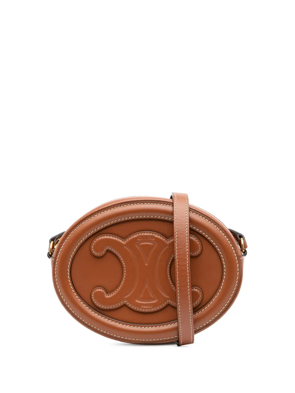 Celine Pre-Owned 2021 Small Calfskin Cuir Triomphe Oval crossbody bag - Brown | Farfetch Global