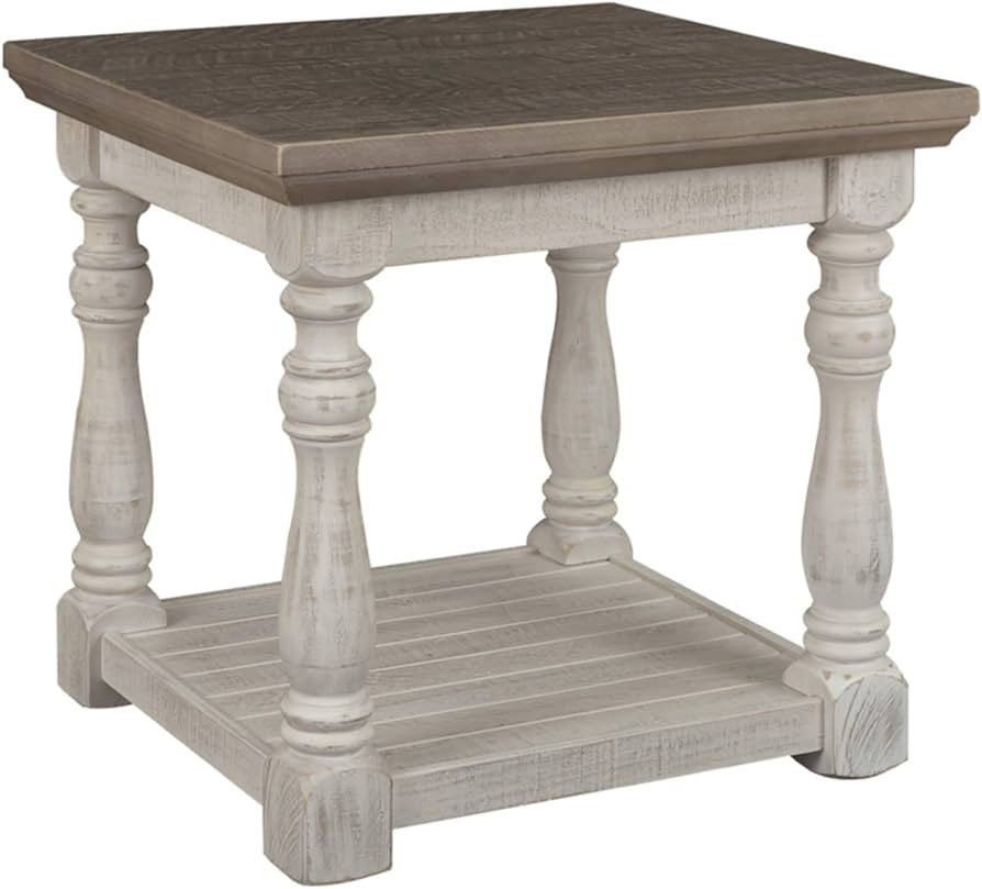 Signature Design by Ashley Havalance Farmhouse Square End Table with Floor Shelf, Vintage Gray & ... | Amazon (US)