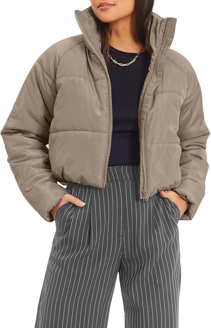 AUTOMET Puffer Jackets Womens Winter Coats Trendy 2023 Fashion Outfits Long Sleeve Zip Up Stand C... | Amazon (US)