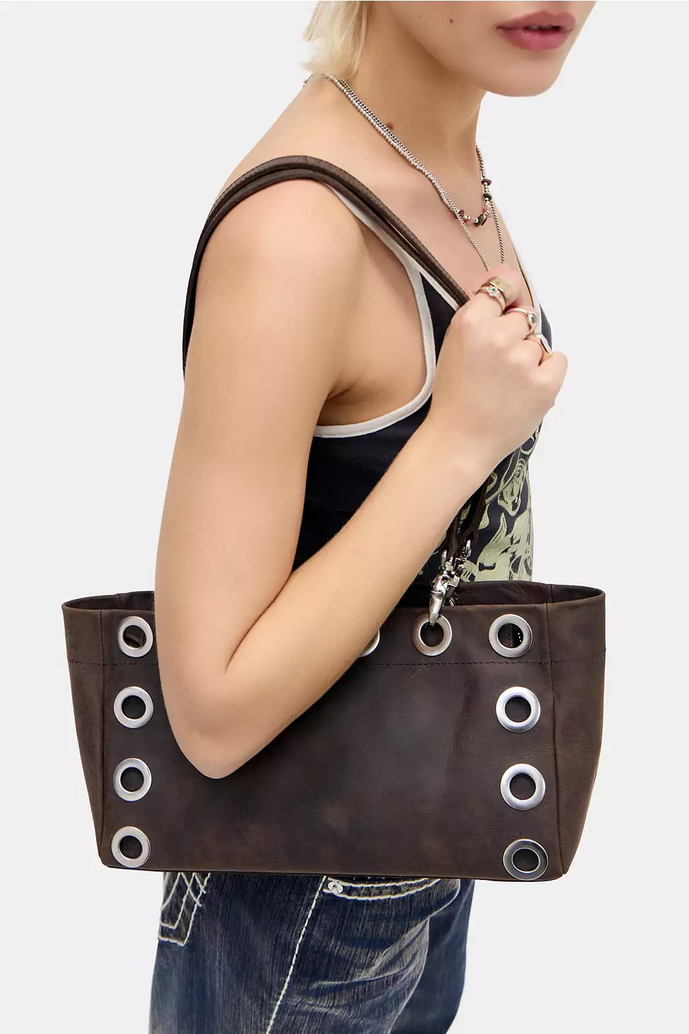 UO Elongated Eyelet Leather Bag | Urban Outfitters UK