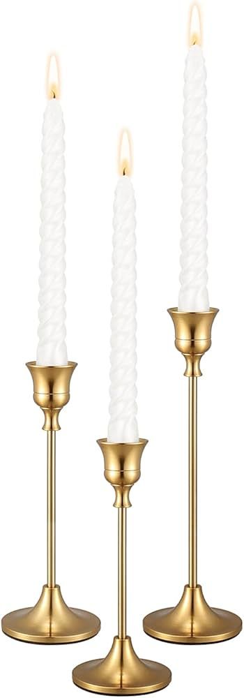 PNAVMG Gold Candlestick Holders Taper Candle Holder - Set of 3 Pcs Brass Gold Candle Stick Holder... | Amazon (US)