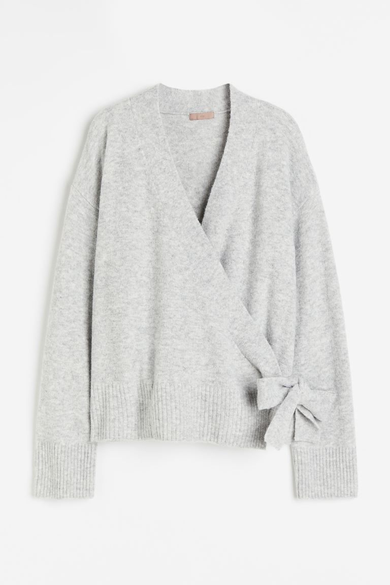 Wrap Cardigan - Light gray melange - Ladies | H&M US | H&M (US + CA)