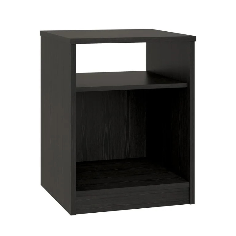 Mainstays Open Shelf Nightstand, Black Oak | Walmart (US)