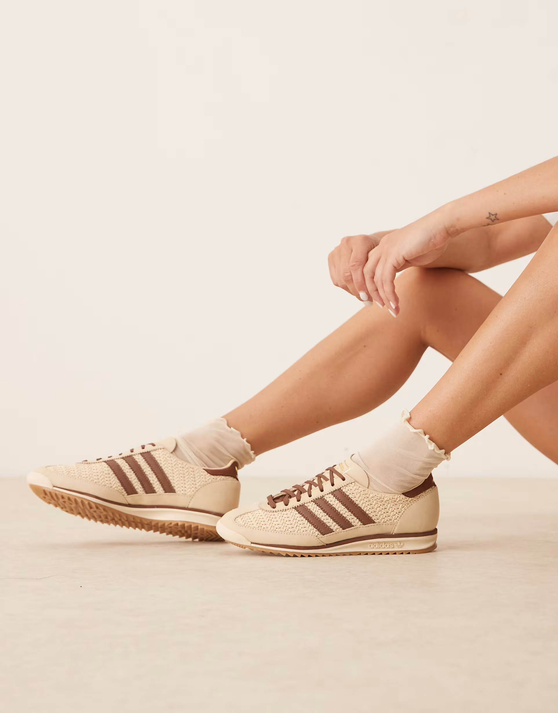adidas Originals SL 72 OG trainers in cream and brown woven | ASOS (Global)