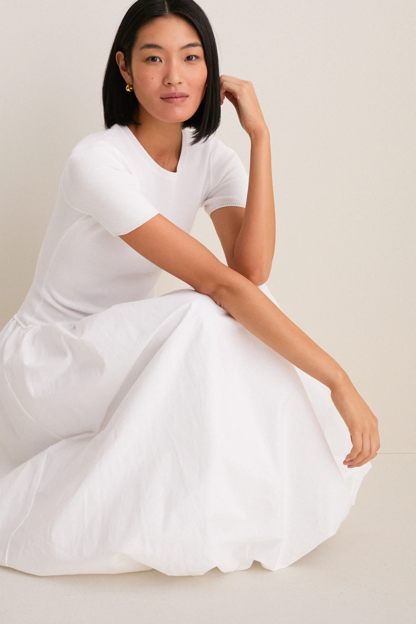 White Bubble Skirt Midi Dress | Tuckernuck (US)