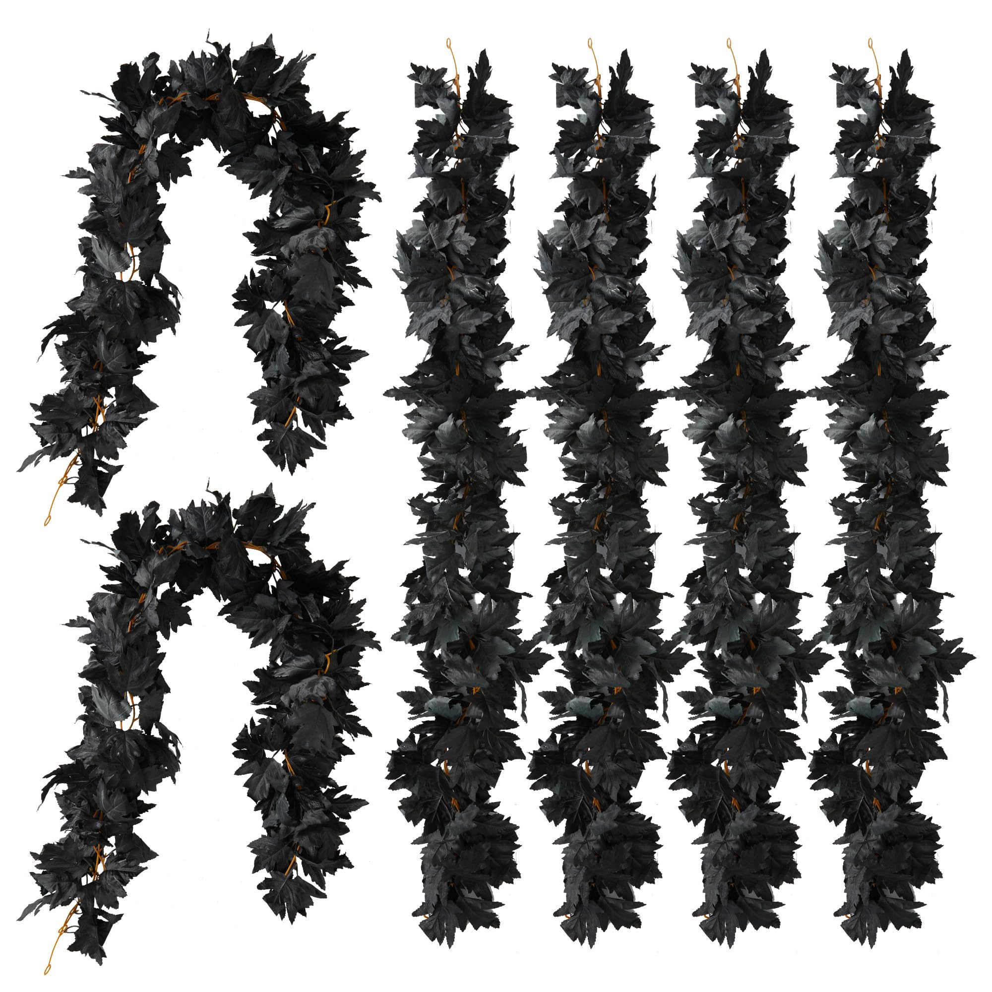 PARTY JOY Black Artificial Maple Leaf Garland - 6PCS 5.6Ft Halloween Decor, Gothic Fall Vines for... | Amazon (US)