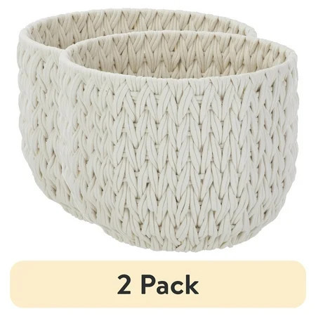 (2 pack) Better Homes & Gardens Extra Large White Woven Rope Decorative Storage Basket, 19 in x 15 in | Walmart (US)