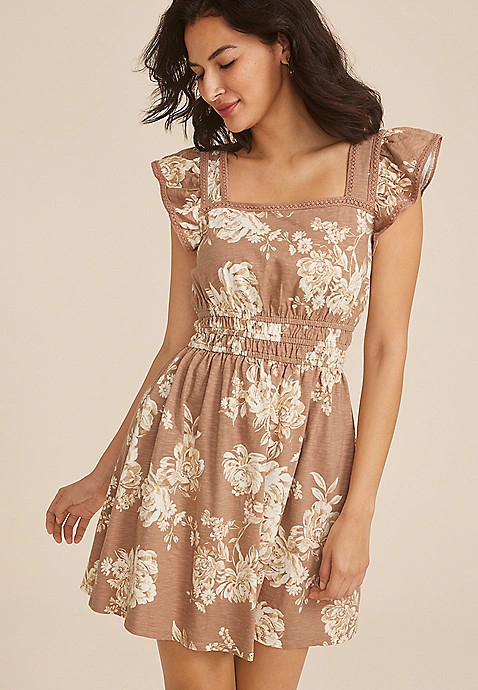24/7 Bare Flutter Sleeve Skater Dress | Maurices