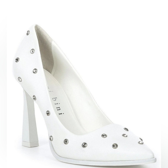 Gianni Bini Reina Leather Rhinestone Pointed Toe Pumps | Poshmark