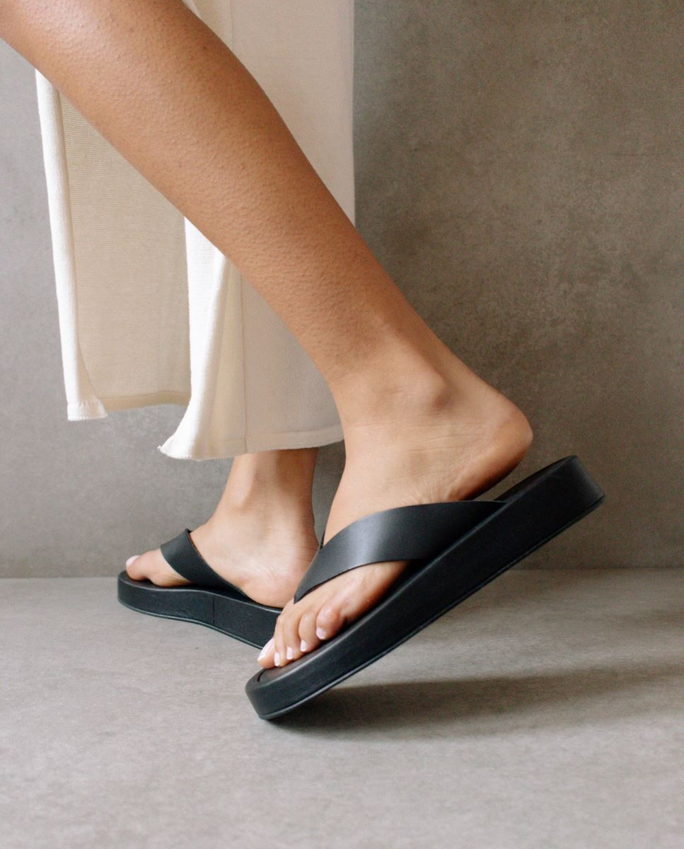 Overcast - Black Leather Sandals | ALOHAS | Alohas FR
