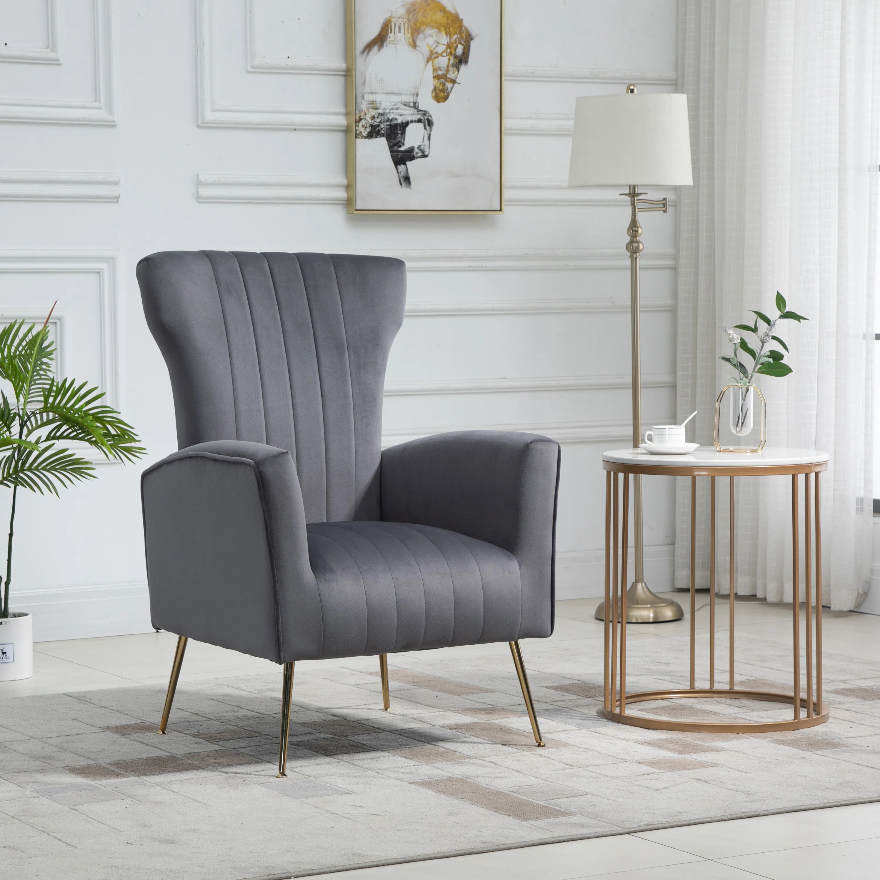Velvet Wingback Chair | Wayfair North America