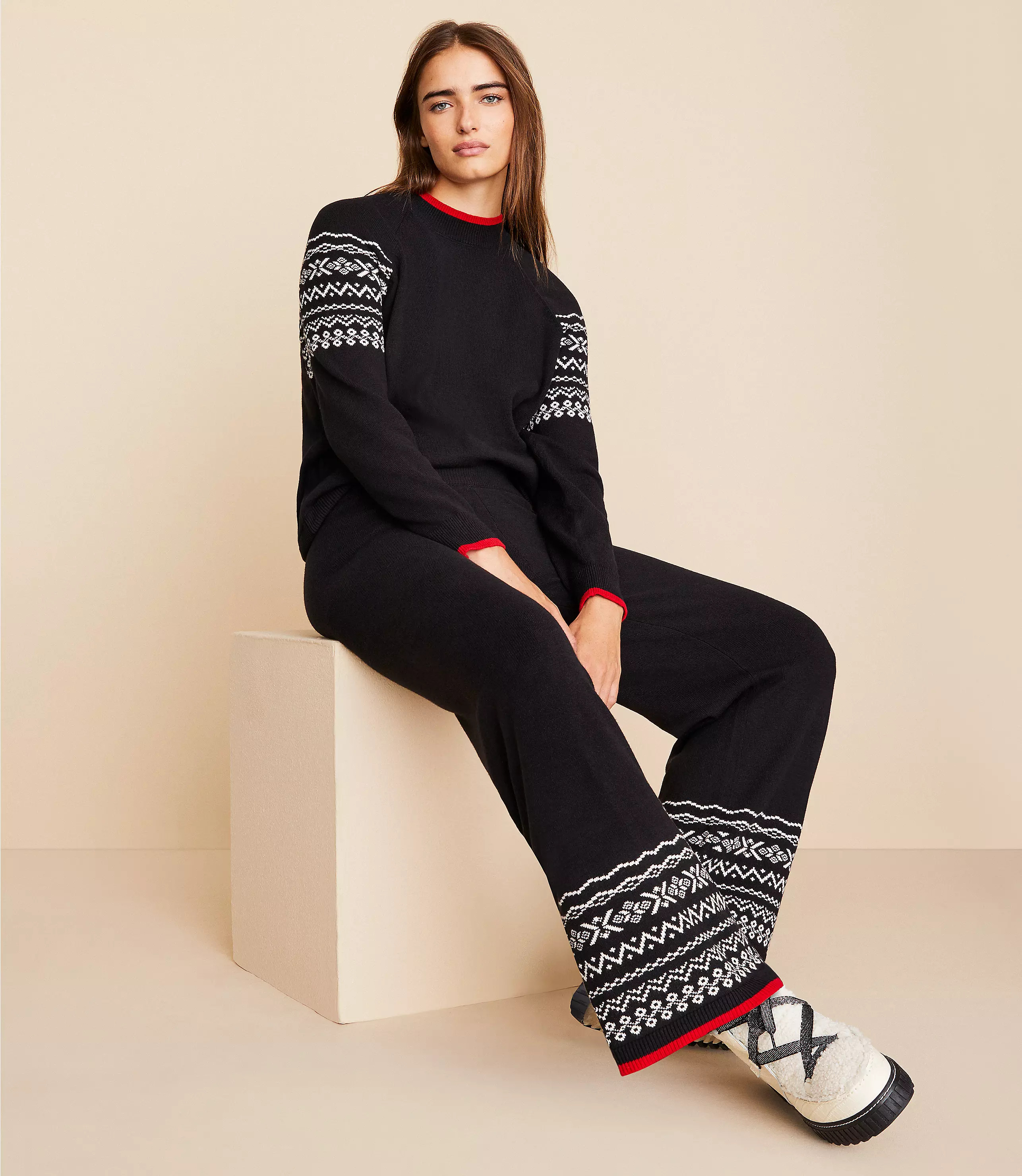 Lou & Grey Fair isle Wide Leg Pants | LOFT