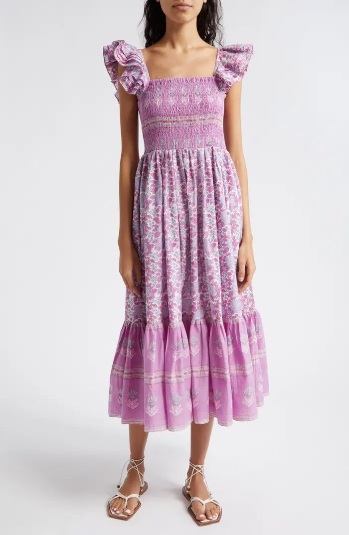 MILLE Olympia Smocked Midi Dress | Nordstrom | Nordstrom