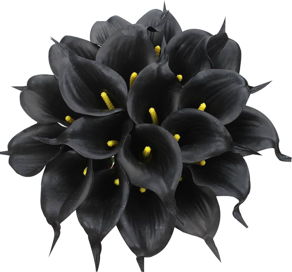 Veryhome 20pcs Black Flowers Artificial Calla Lily Flowers for DIY Bridal Wedding Bouquet Centerp... | Amazon (US)