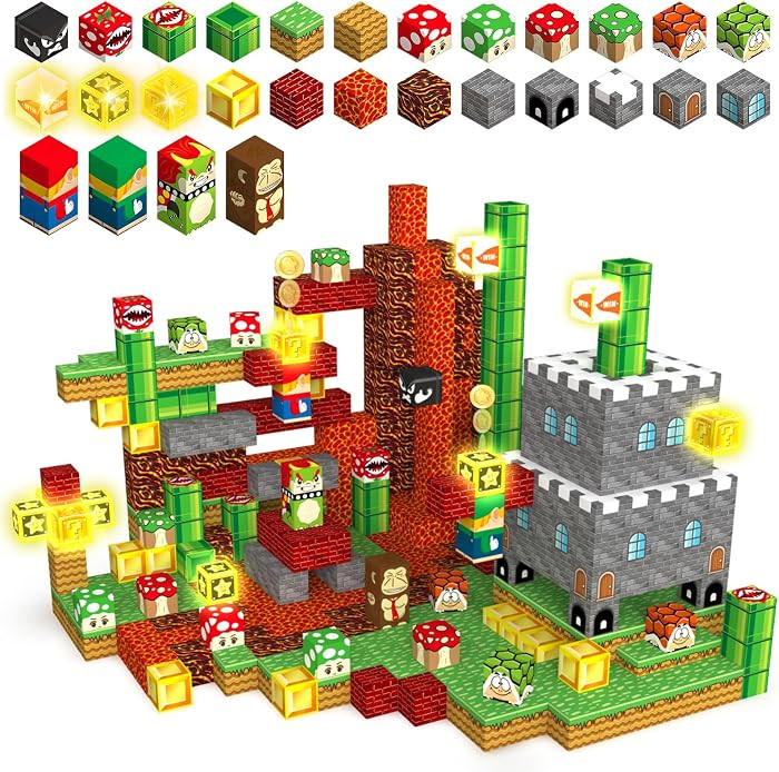 Magnetic Blocks Building Toys 100PCS, 1" Light Up Magnet Cubes Tiles | Amazon (US)