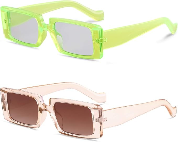 KUGUAOK Retro Rectangle Sunglasses Women and Men Vintage Small Square Sun Glasses UV Protection ... | Amazon (US)