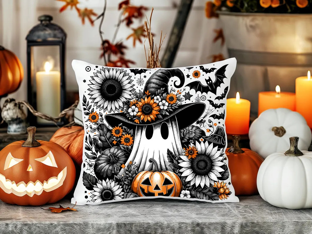 Halloween Ghost Decorative Pillowcase | Spooky Home Decor, Fall Accent Pillow, Halloween Pillows,... | Etsy (US)