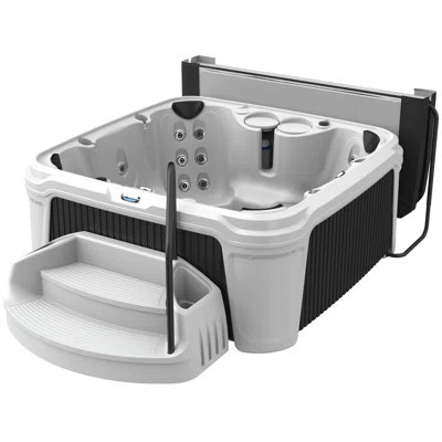 AquaRest DayDream 2800S Limited Edition White/Black Ensemble 7-Person 28-Jet Plug & Play Hot Tub with Ozonator, Waterfall, Step, Cover Lifter, Ice Buc | Wayfair North America