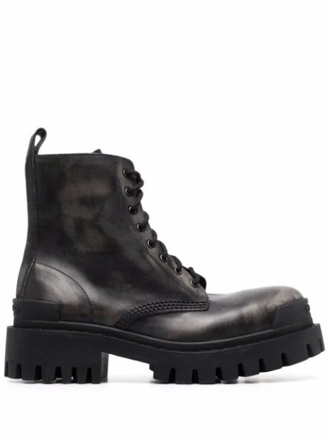 Balenciaga Strike Leather lace-up Boots - Farfetch | Farfetch Global