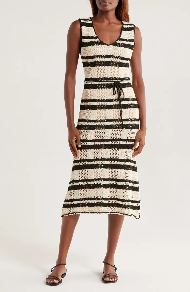 Stripe Cotton Blend Midi Cover-Up Dress | Nordstrom