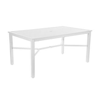 StyleWell Mix and Match Lattice White Rectangle Metal Outdoor Patio Dining Table with Slat Top FT... | The Home Depot