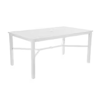 StyleWell Mix and Match Lattice White Rectangle Metal Outdoor Patio Dining Table with Slat Top FT... | The Home Depot