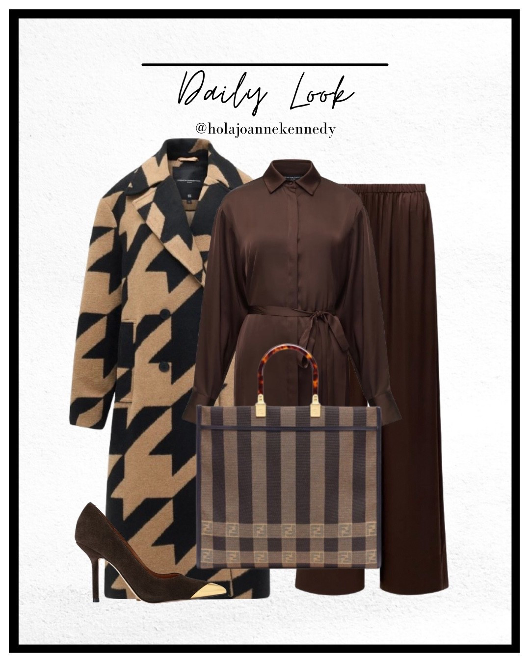 autumn outfit inspo, tonal dressing, houndstooth coat outfit, chocolate satin set, French Connection fashion, chic autumn style, fall fashion looks, neutral outfits, UK fashion influencer, autumn co-ord 

#LTKuk #LTKautumn #LTKstyletip