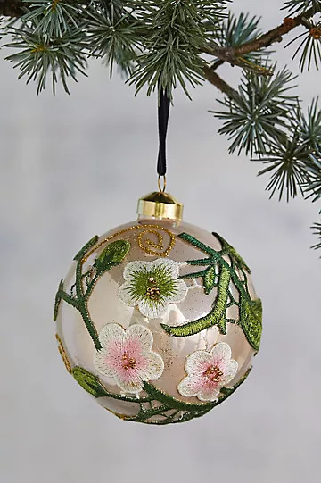 Floral Applique Globe Ornament | Anthropologie (US)
