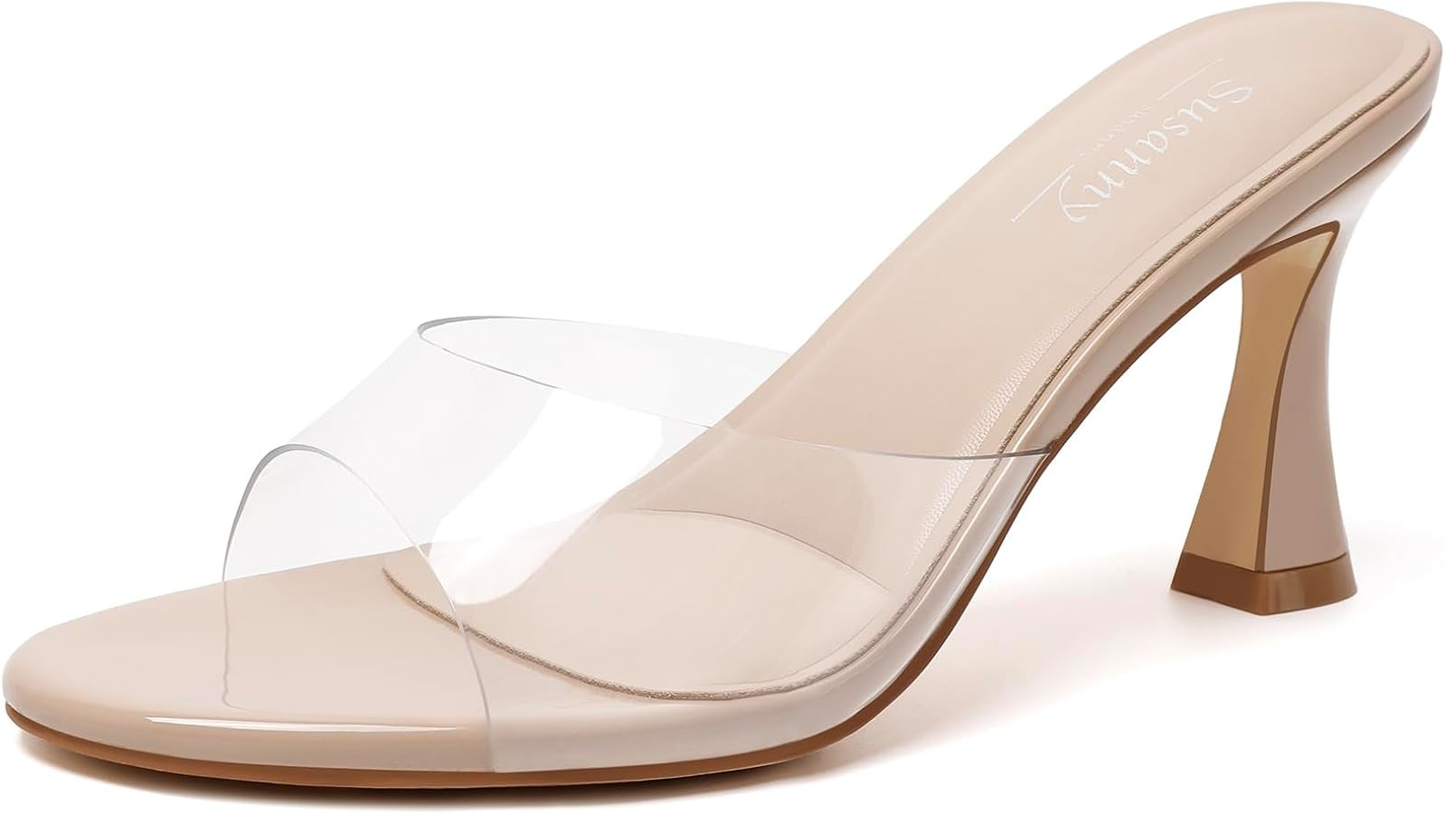 Susanny High Heels for Women Pointed Open Toe Strappy Chunky Block Heels Ankle Strap Stiletto Kitten Heeled Sandals Wedding Bridal Party Prom Sexy Dress Shoes | Amazon (US)