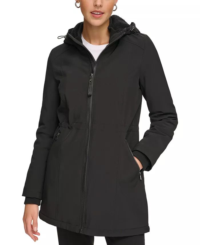 Women's Hooded Faux-Fur-Lined Anorak Raincoat | Macy's